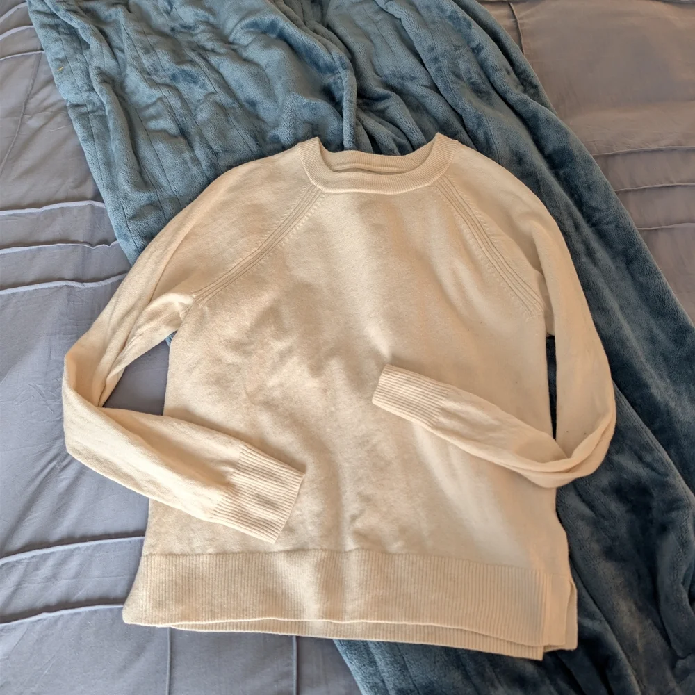J. Crew Soft Cream Ivory Knit Top Sweater Oversized M Cotton Blend